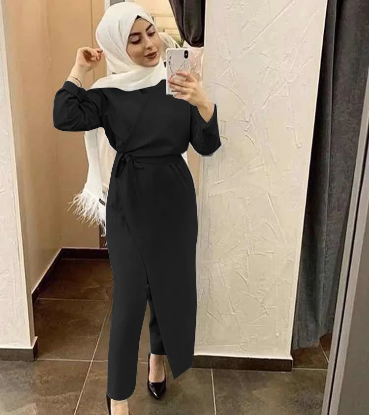Eid Mubarak Kaftan Dubai Abaya Turkey Muslim Fashion Hijab Dress Sets Islam Clothing Abayas For Women Musulman Ensembles De Mode