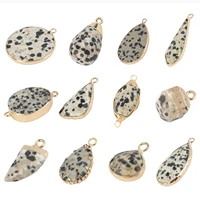 natural dalmatian jasper stone charm women pendant connector for jewelry making diy handmade bracelet necklace earring supplies