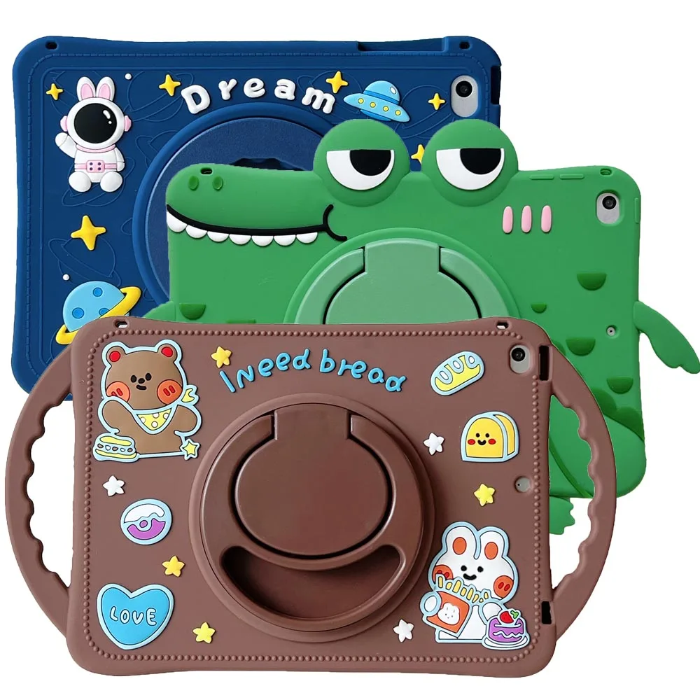 

Вращающаяся на 360 Градусов Подставка для iPad 5th 6th 9,7 iPad 10,2 дюймов мультяшный детский безопасный Чехол для iPad Air 1 2 3 4 5 Mini 2 3 4 5 Silicon