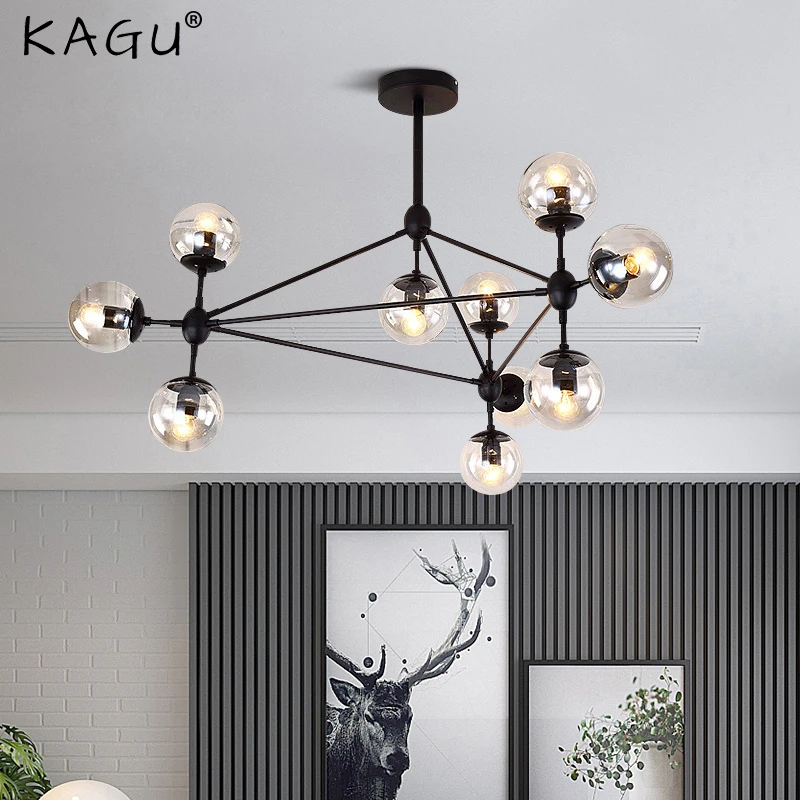 Modern Minimalist Living Room Bedroom Lamp Glass Ball Chandelier Creative Industrial Clothing Store Lighting Decoration