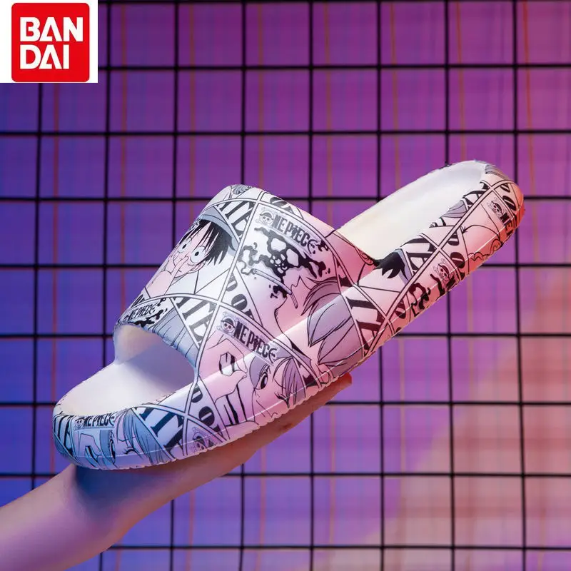 

Bandai2022 One Piece Japanese Anime Summer Thick Bottom Slippers Home Trendy Personality Lightweight Soft Bottom Couples