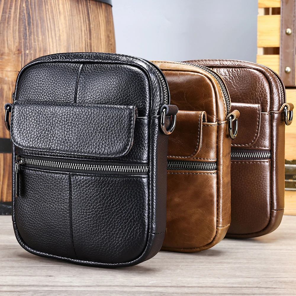 Повседневная маленькая сумка-мессенджер из натуральной кожи для мужчин сумка