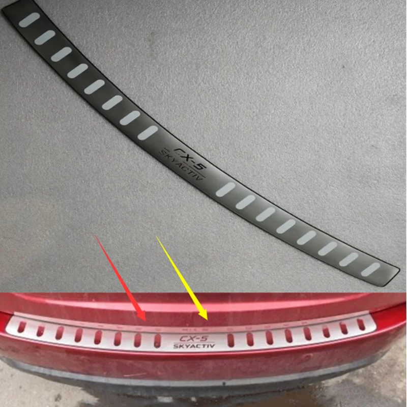 

For Mazda CX-5 CX5 2017-2021 rear styling REAR OUTER BUMPER PROTECTOR TRIM DOOR SILL SCUFF COVER PLATE ACCESSORIES 4.9
