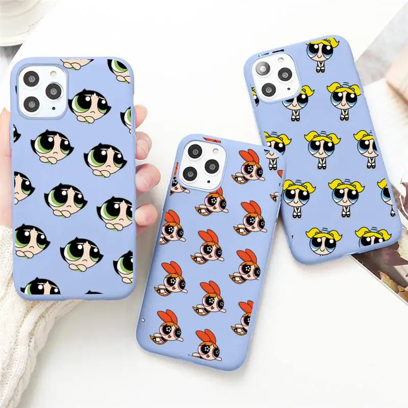 

Cute Powerpuff Girls Phone Case for iPhone 13 12 mini 11 Pro Max X XR XS 8 7 6s Plus Candy purple Silicone cover