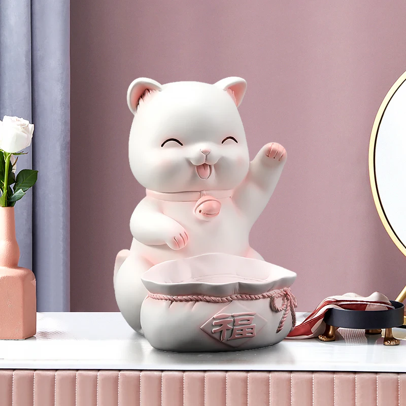 Opening Kawaii Room Decor Porch Key Storage Huggy Wuggy Home Accessories Decoration Fortune Cat TV Cabinet Tea Table Crafts
