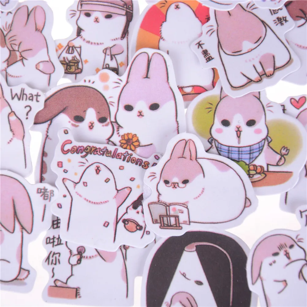 

40 шт./упак. Kawaii Chubby Rabbit Series Pet Sticker Pack Deco Packing Sticker s Канцтовары для школы и офиса