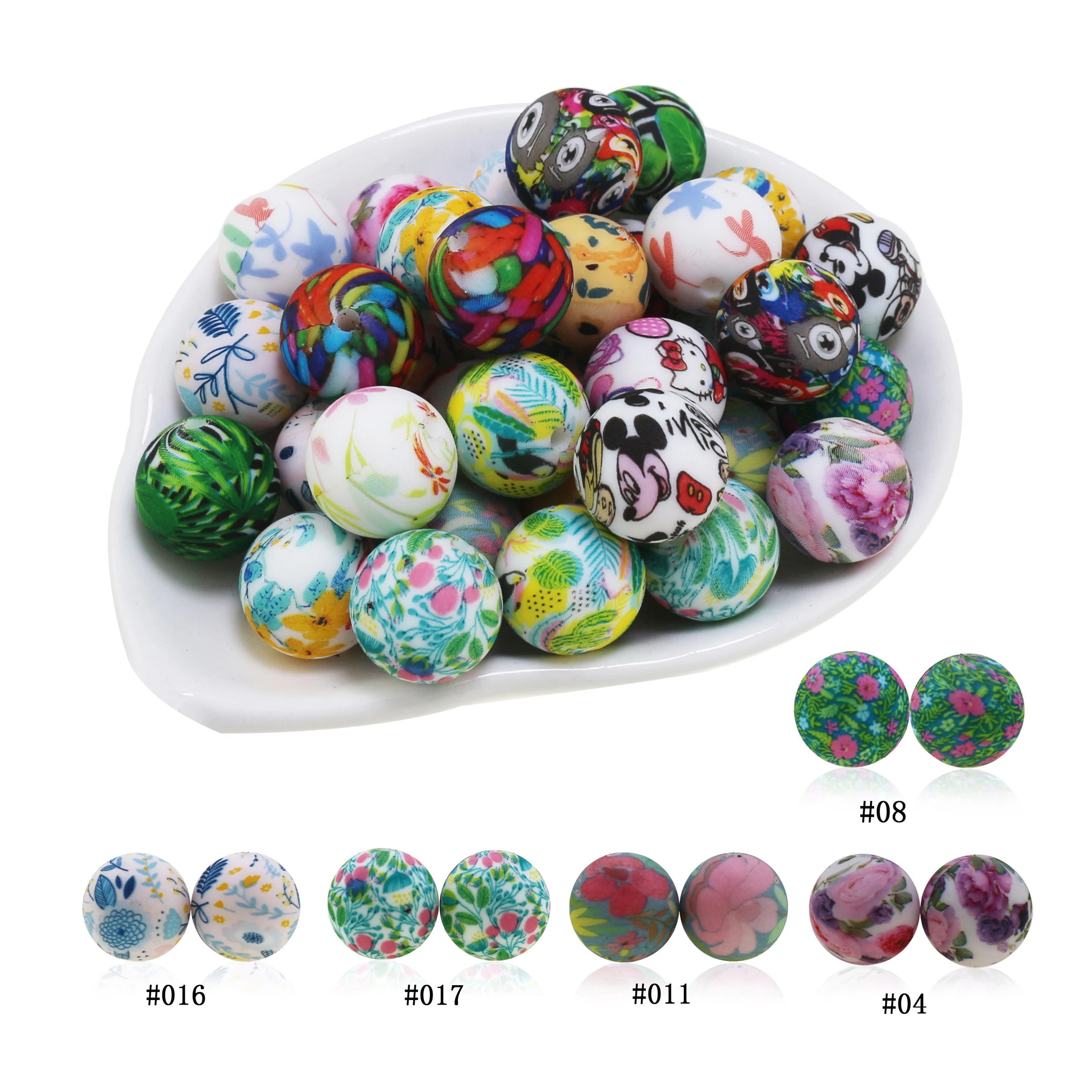 100 шт./партия силиконовые бусины с рисунком мыши 15 мм