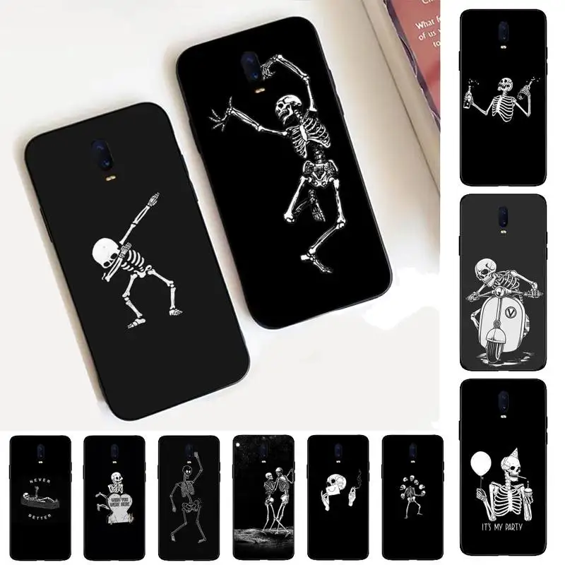 

Funny Skeleton Phone Case for Vivo Y91C Y11 17 19 17 67 81 Oppo A9 2020 Realme c3