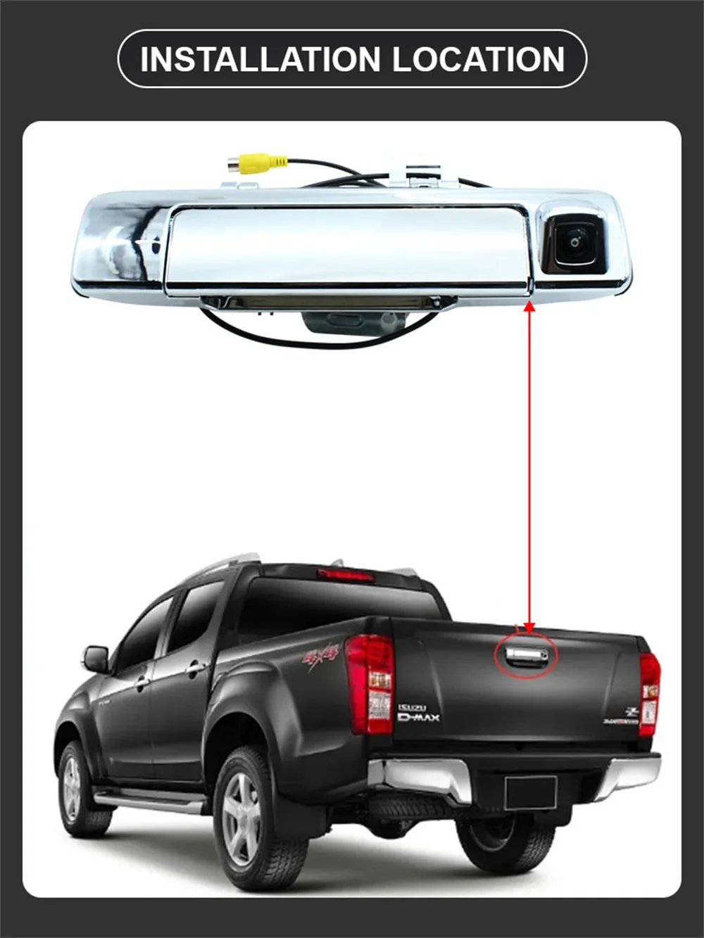 Задняя камера заднего вида AHD 1080P для Isuzu D-max Dmax 2012 2013 2014 2015 2016-2018 Автомобильная камера с ручкой пикапа (art.: 3920cddaeae70) - 3920cddaeae70