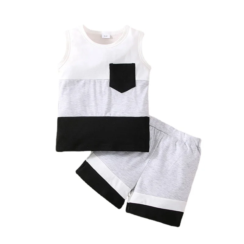 

Infant Baby Boys Short Sets Patchwork Sleeveless Vest Tops with Pocket + Shorts 2pcs Summer Outfits for Toddler Clothes 6-36M