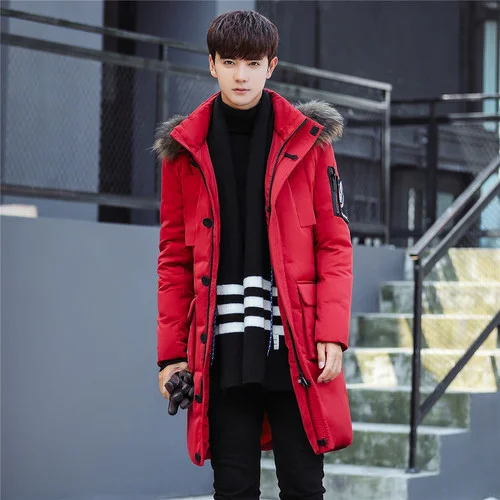 

Men's Winter Coat Thicken Warm Mid-length Down Jacket Men Korean Hooded Man Coat Oversize Jaqueta Inverno Masculina
