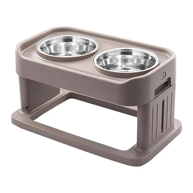 

Adjustable Dog Bowl Stand Neater Feeder For Dogs Mess Proof Elevated Bowls With 2 Food Bowls No Slip 3 Heights For Dog & Cat