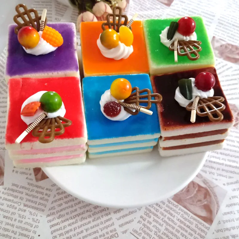 5×5×5.5cm Simulation PU Square Fruit Sandwich Cake for Dessert Shop Promotion Sample Shooting Supplies Accessory Fake Food | Дом и сад
