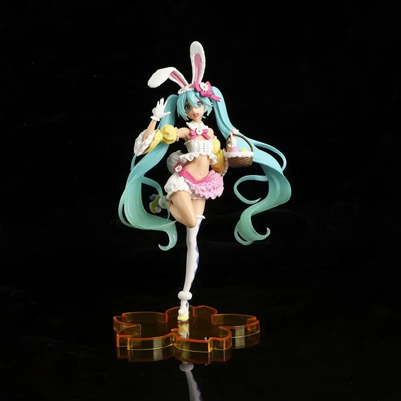 

Hatsune Miku Anime Action Figure Kawaii Pvc Prize Model Doll Colletible Figurals Hand Model Spring Clothes Rabbit Christmas Toys