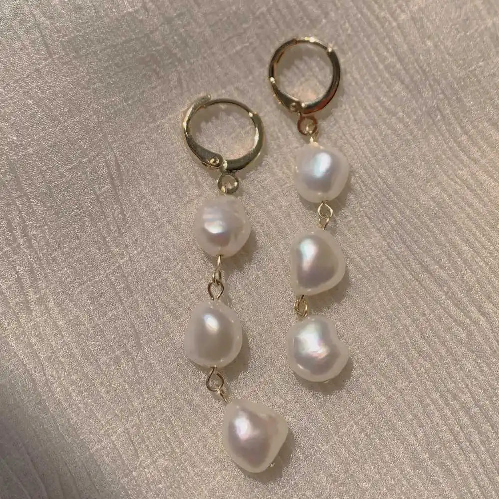 

9-10MM Natural Freshwater Pearl Earrings 18k Hook Eardrop Diy Cultured Freshwater Easter Lucky VALENTINE'S DAY Jewelry Halloween