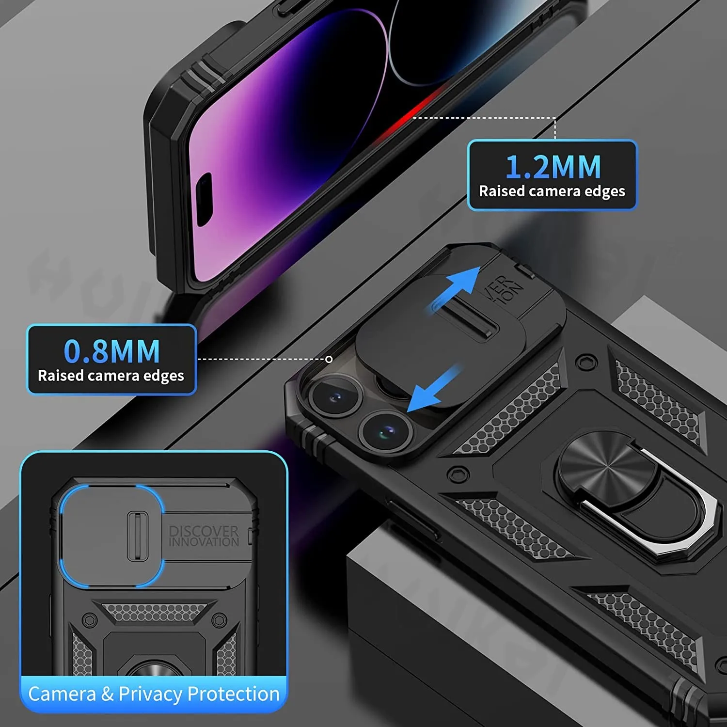 Фото Сверхмощный чехол для камеры, встроенный в 360 ° чехол для iPhone 13 Pro Max 12 Pro 11 Pro Max XS XR X 8, ударопрочный защитный чехол №2