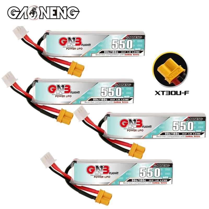 Литий-полимерный аккумулятор GNB 2S 7,4 в 550 мАч 90C/180C XT30U-F для TINY8X Blade QX2 120S Beta75S BetaFPV, батарея 7,4 В для дрона, вертолета