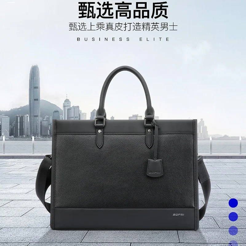 Leather handbag Men's business large capacity computer bag Single shoulder crossbody briefcase laptop bags for men sacoche homme