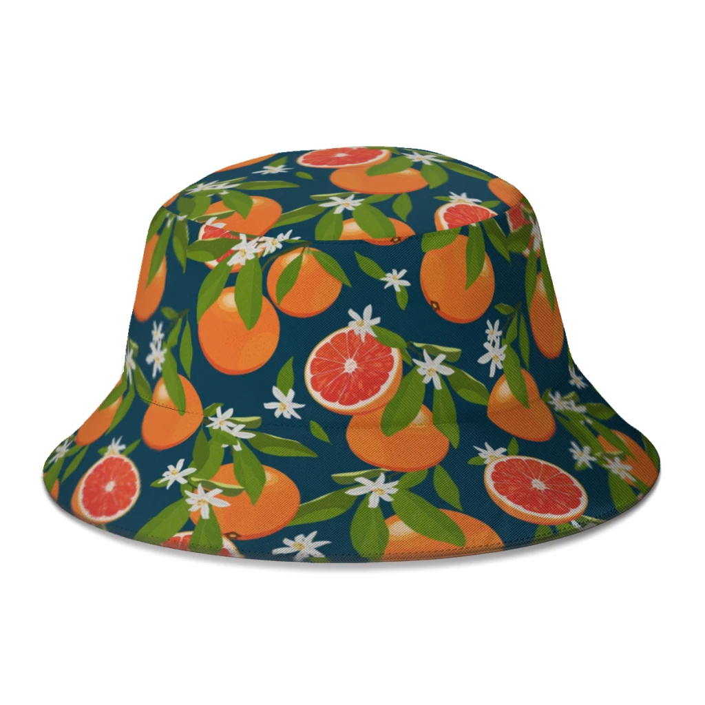 

Summer Juicy Grapefruit Floral Pattern Bucket Hats for Women Men Outdoor Foldable Bob Fishing Fisherman Hats Girls Boys Sun Cap