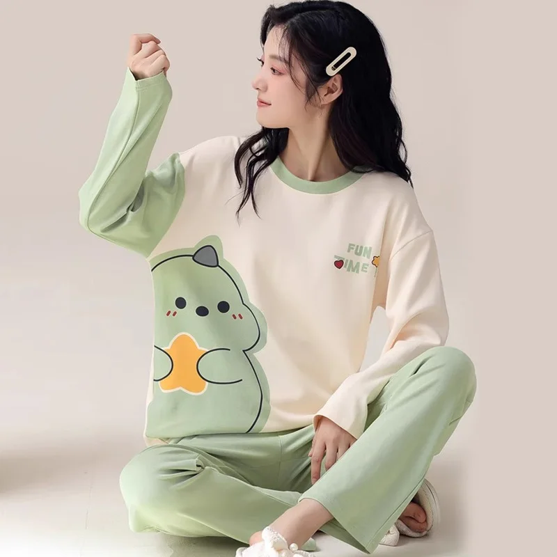 Весна-осень 2022 тонкая одежда для сна с мультяшным принтом и грудью пижамные