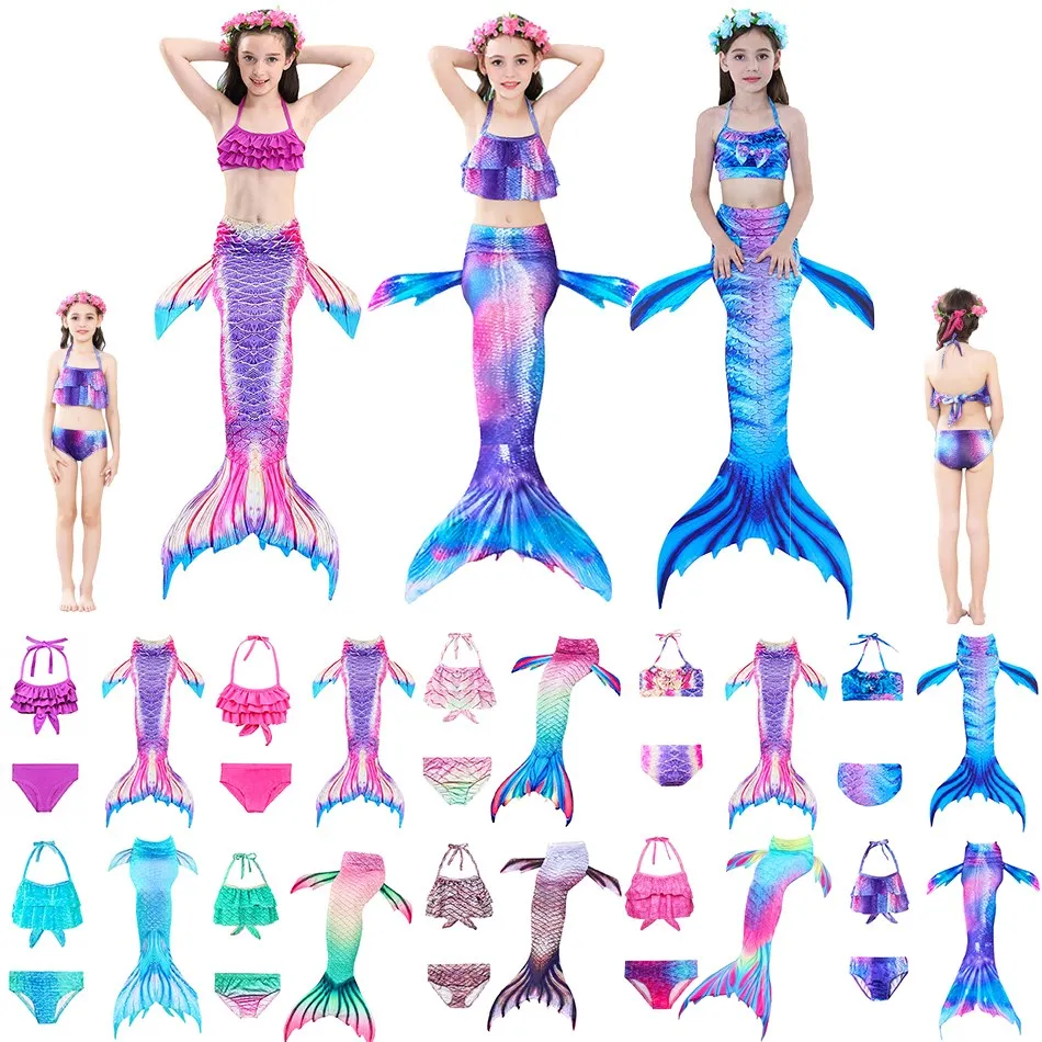 

Summer Disney Ariel Mermaid Swimsuit For Girls Halloween Cosplay Costume Child Fantasy Beach Bikini Suit Kids Swimming Vestidos