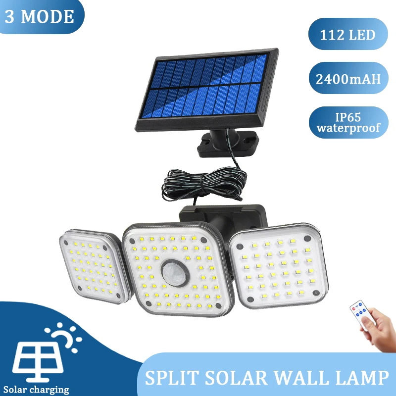 

Solar Outdoor LIight LED Split Adjustable Wall Lamp Safety LED Floodlight IP65 Waterproof 3 Working Modes Solar Garden Light