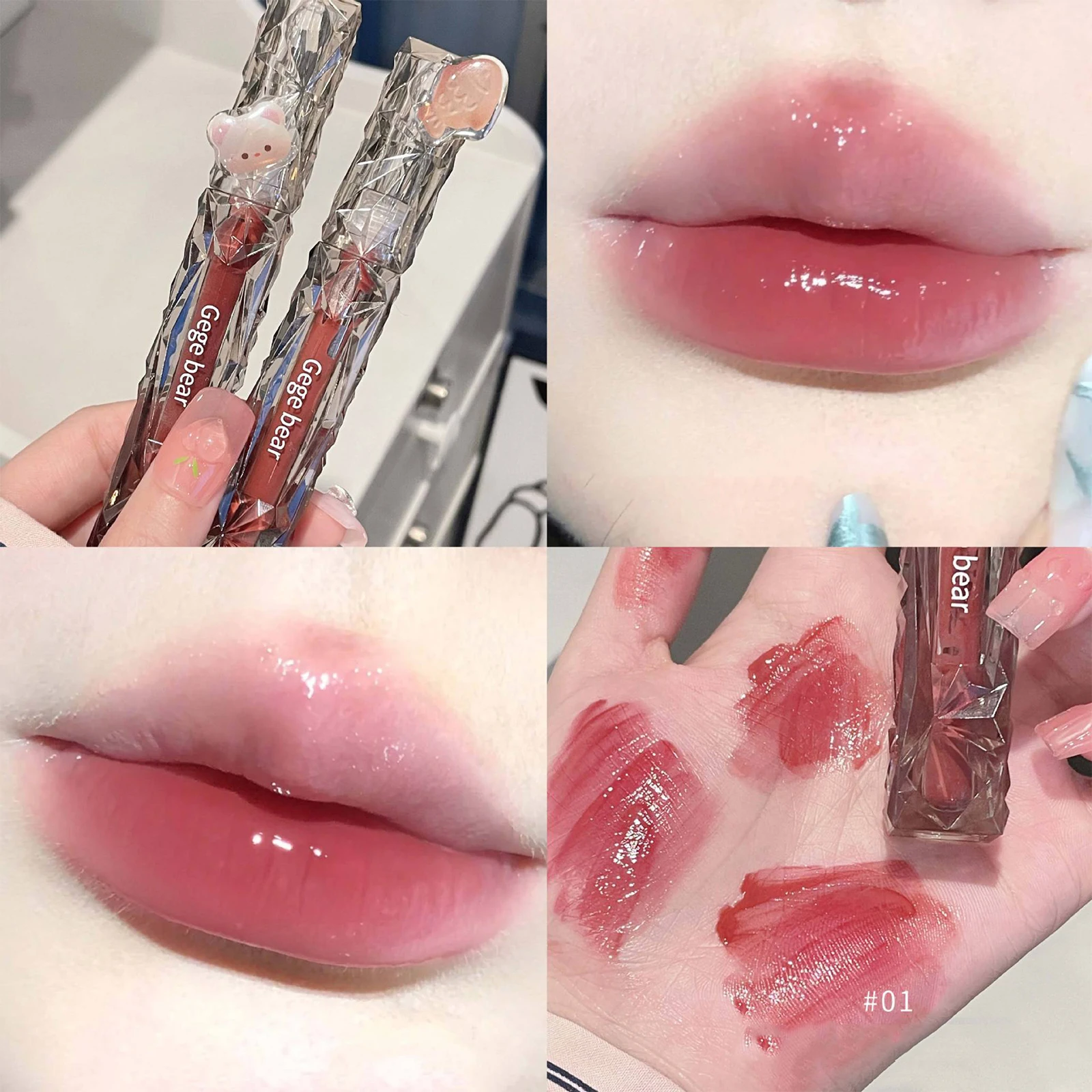 

Diamond Mirror Lip Gloss Watery Lip Glaze Lasting Translucent Jelly Liquid Lipstick Waterproof Women Beauty Makeup Lip Cosmetics