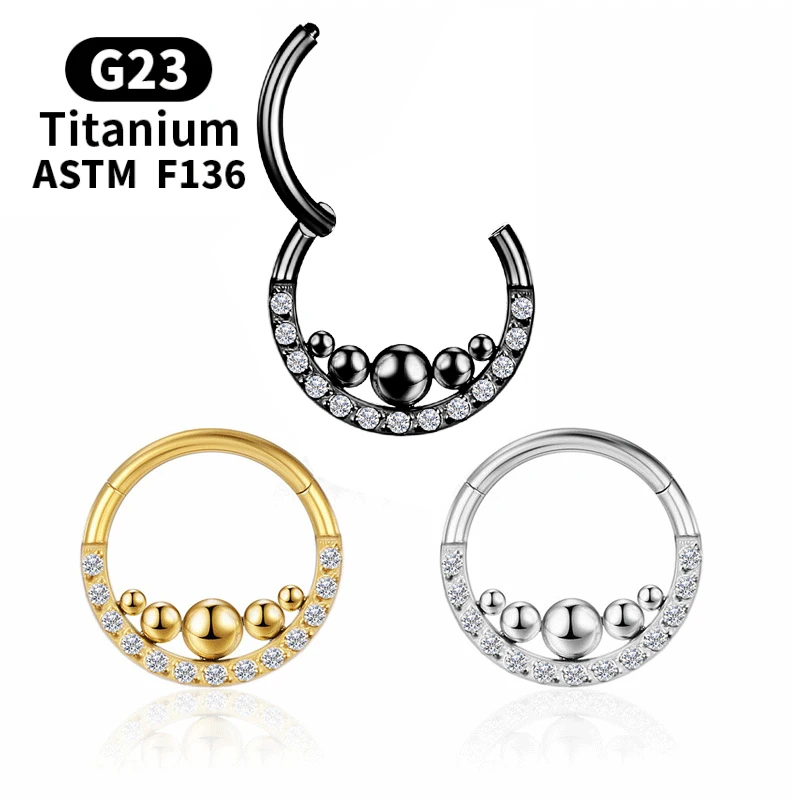 

Septum G23 Titanium Hinge Segment Nose Ring Ear Tragus Piercing Clicker Women Cartilage Earrings Zircon Daith Helix Body Jewelry