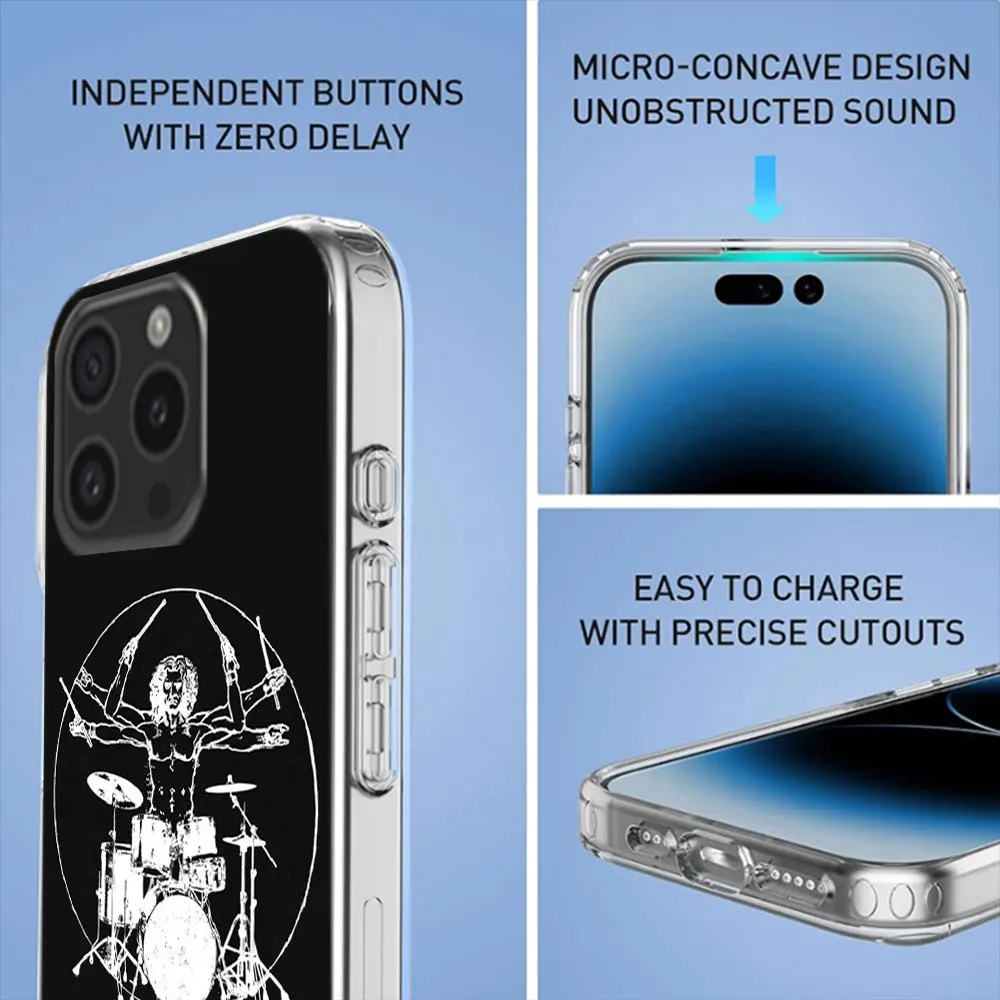 Прозрачный чехол для телефона Drum Drummer Music Dj Apple iPhone 12 13 Mini 11 14 15 16 Pro Max мягкий XS MAX XR