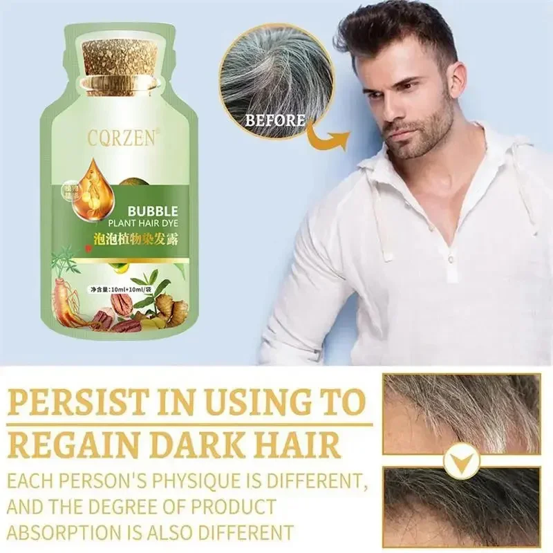 5-минутный шампунь для лечения серо-белых волос от белого до черного натуральный