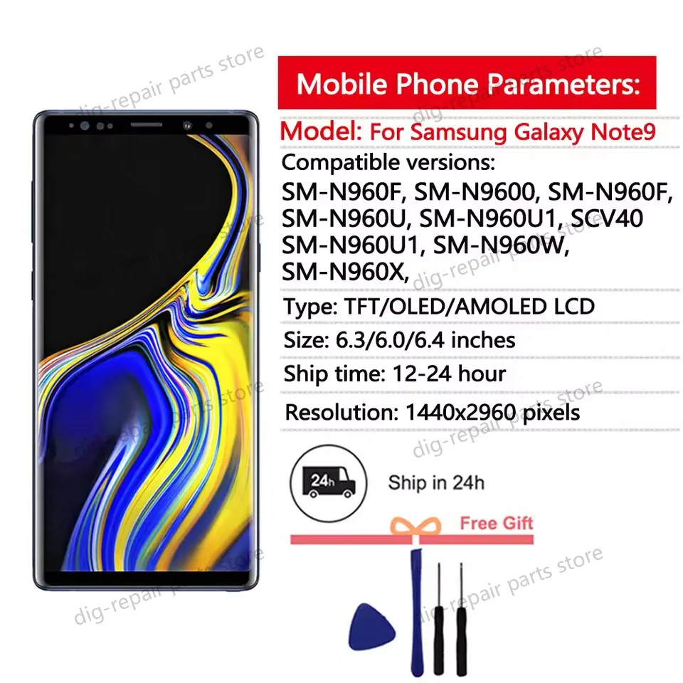 Фото 6,4-дюймовый AMOLED-дисплей для Samsung Galaxy Note 9, ЖК-дисплей, сенсорный экран, дигитайзер в сборе, для замены экрана Samsung Note 9 №2