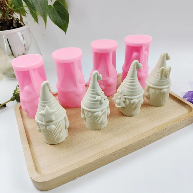 

4Pcs Dwarf Santa Decoration 3D Moulds DIY Epoxy Mold Handmade Candles Aroma Wax Soap Molds for Decorations
