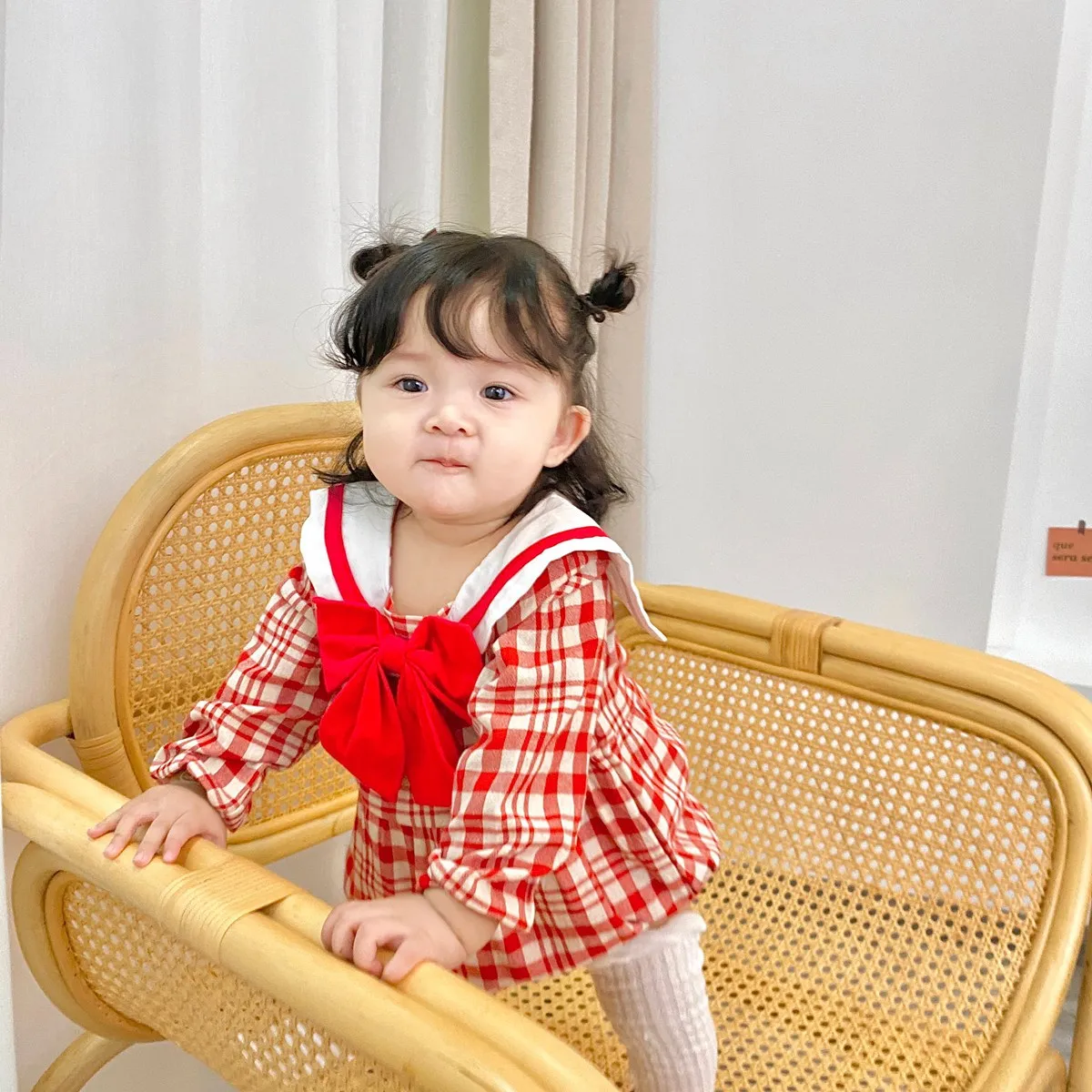 

Комбинезон для девочек, детская одежда в стиле академии, Одежда для новорожденных, костюм для ползания в клетку для девочек на весну и осень, наряды для маленьких девочек с запахом на бедрах