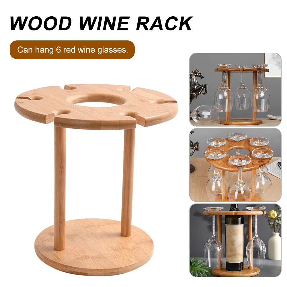 

Home Wine Glass Holder Storage Organizer Bamboo Tabletop Stemware Goblet Down Drying Racks For Dining Table Kitchen Countertop