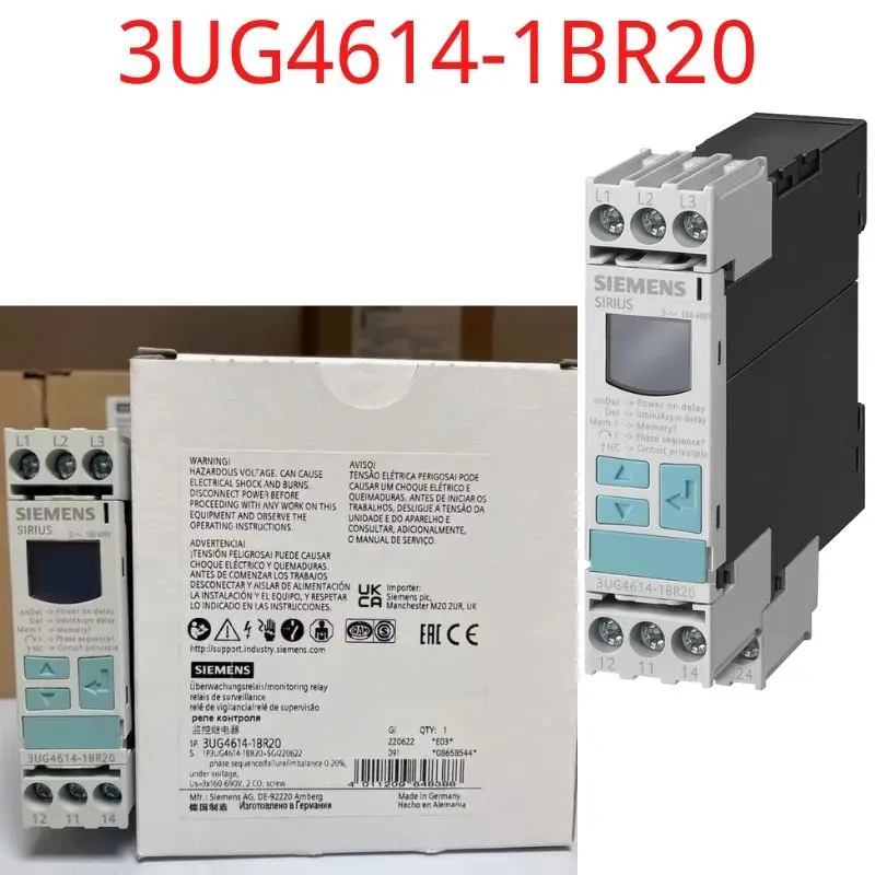 

3UG4614-1BR2 0 совершенно новое Цифровое реле мониторинга Асимметричная 0-20% фазовая последовательность может быть активирована сбой фазы 3x160 до ...