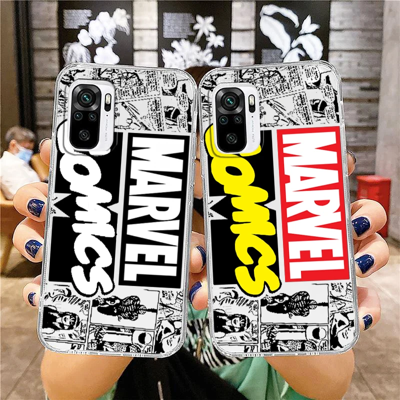 

Avengers Marvel Art Comics Phone Case For Xiaomi Redmi Note 12 11E 11S 11 11T 10 10S 9 9T 9S 8 8T Pro Plus 5G 7 Transparent