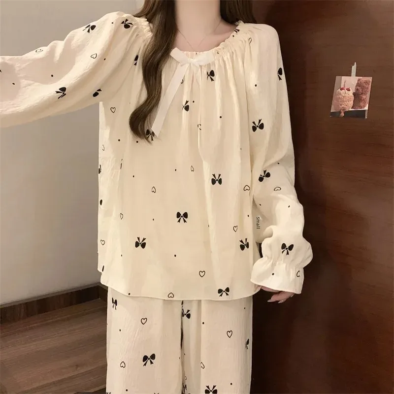 Новая женская одежда для сна Sweet Bow Prince с длинными рукавами тонкий стиль