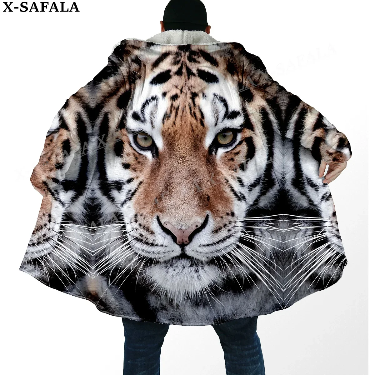 Мифология Тигр Король Дух толстый теплый плащ с капюшоном мужское пальто