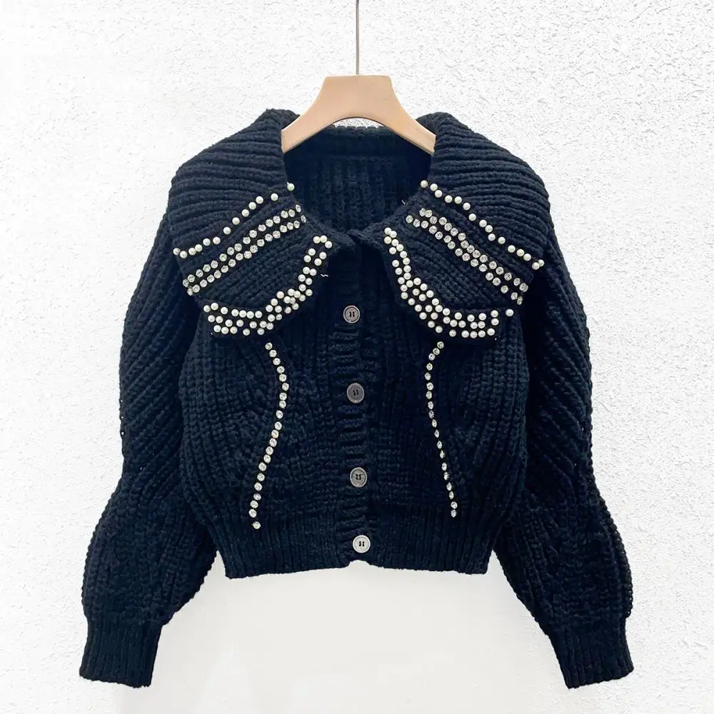 Женский однобортный трикотажный кардиган элегантный облегающий короткий свитер