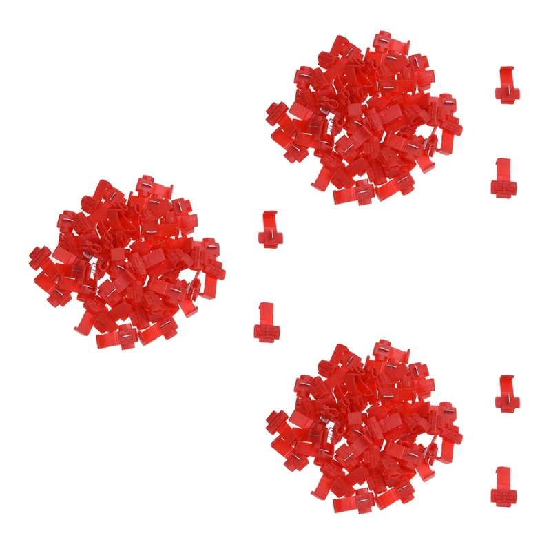 

300Pcs Quick Splice Connectors Lock Wire Terminals Crimp Electrical Electric - Red