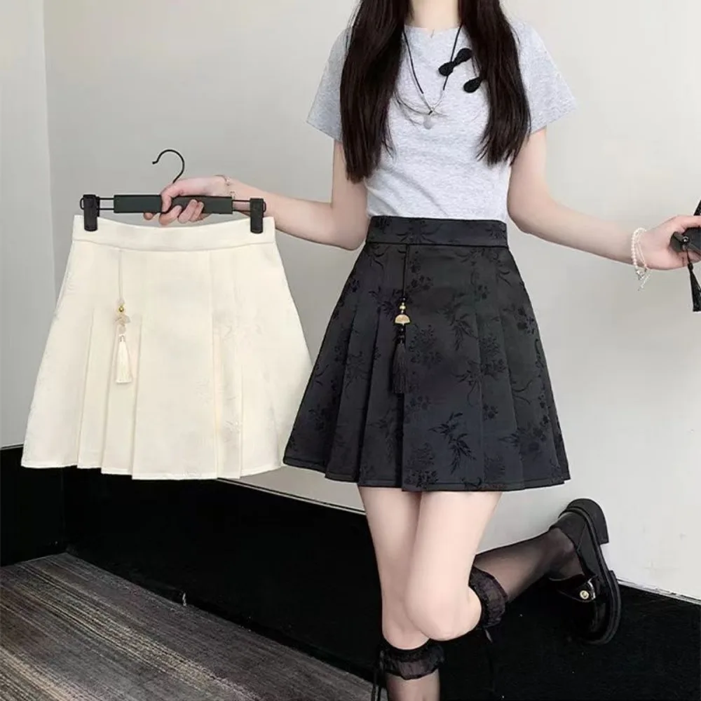 Черная бежевая мини-юбка с рисунком лошади короткая плиссированная юбка Mamianqun