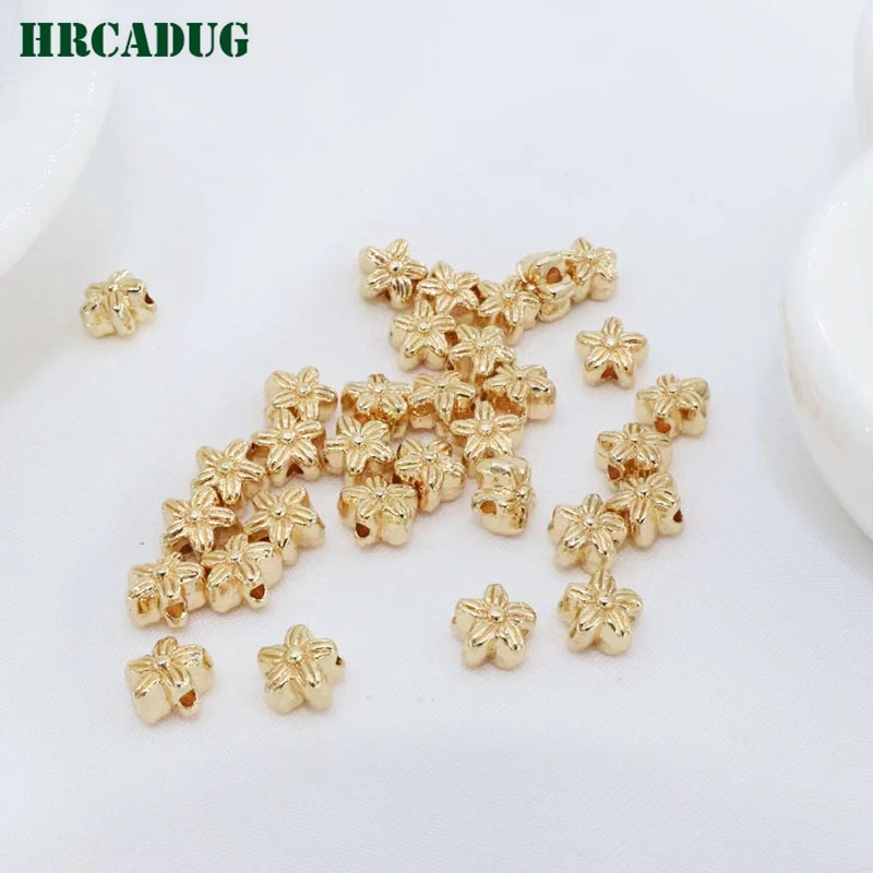 Flower Bead 18K Gold Plated Bracelet Beaded Fittings Separation Beads For DIY Handmade Jewelry Accessories Findings Spacer Beads
