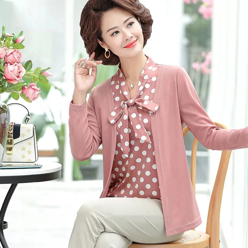 Рубашка-топ Женская демисезонная с длинным рукавом и V-образным вырезом