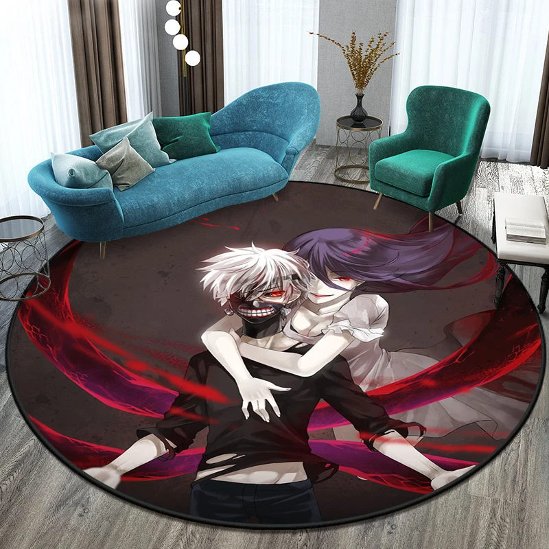 

3D cartoon Tokyo Ghoul round carpet floor mat living room carpet children room decoration gifts washroom floor pet mat area rug