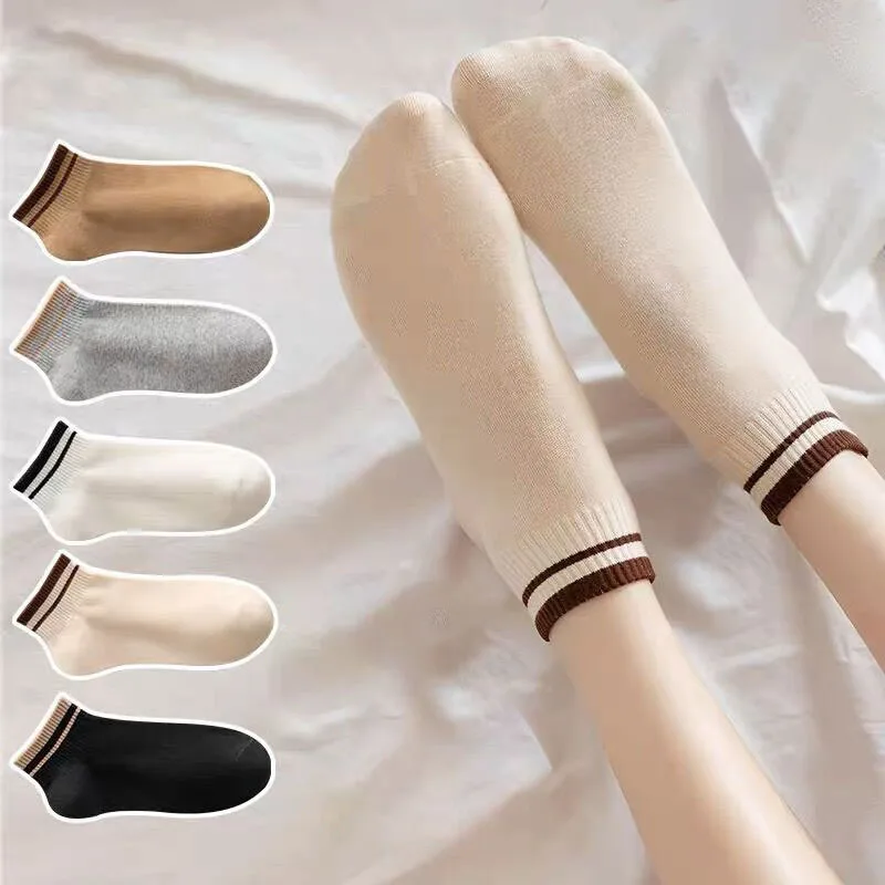 5Pairs/Lot Cute Summer Women Short Socks Boat Chaussette Femme Cotton Ankle Lace Mujer Sock Female Mesh Breathable Calcetines