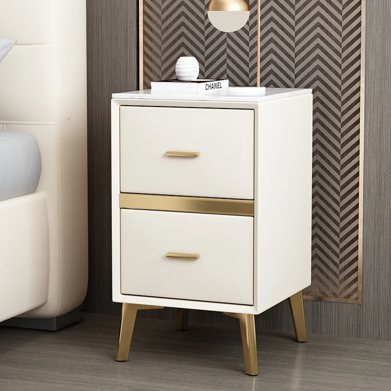 

Minimalist Nightstands Simple Modern Light Luxury Leather Free Installation Bedroom Narrow 30/35/40/50cm Muebles Furniture