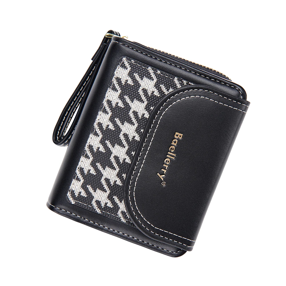 

Fashion Women's Wallets with Zipper Small Coin Pocket Luxury Designer PU Leather Cute Purses Card Holder Black Wallets for Women