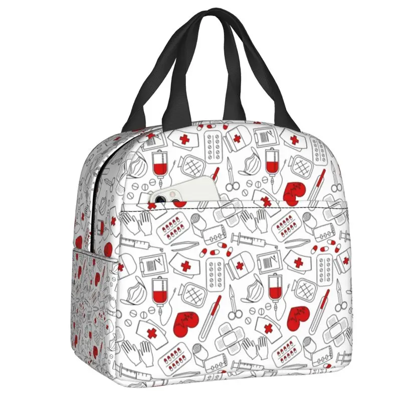 

Custom Cartoon Funny Nurse Lunch Bag Women Warm Cooler Insulated Lunch Boxes for Children School