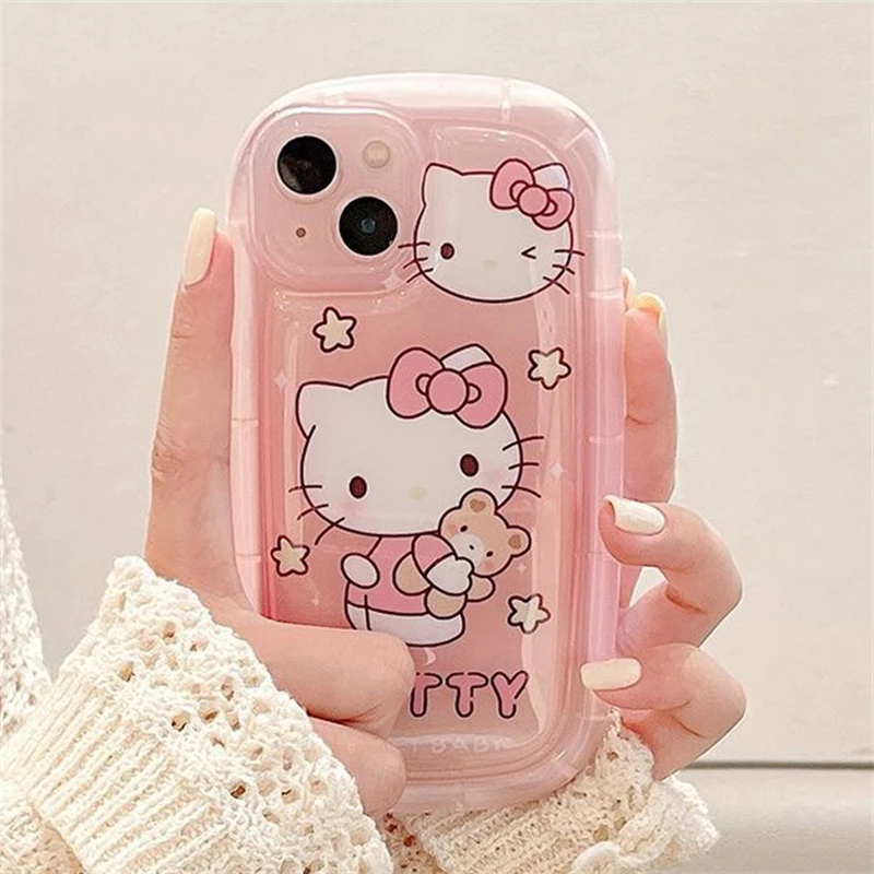 Sanrio Hello Kitty Transparent Case For iPhone 14 13 11 12 Pro Max XS XR 6S 7 8 Plus SE2020 Soft Cartoon Cute Shockproof Cover