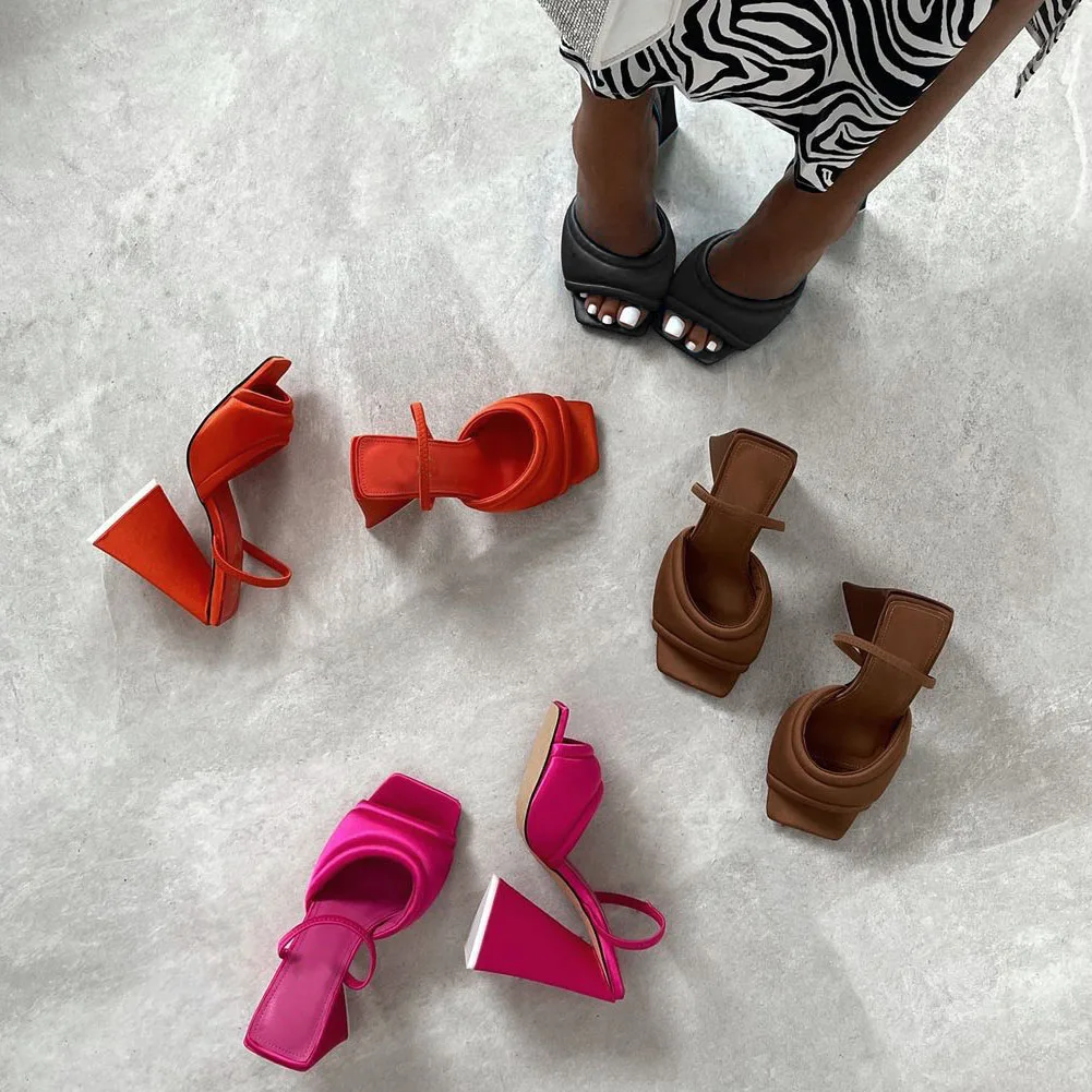 women sandals strange heel fashion open sqaure toe sexy fashion shoes woman 2022 trendy brand new summer hot sale club night free global shipping